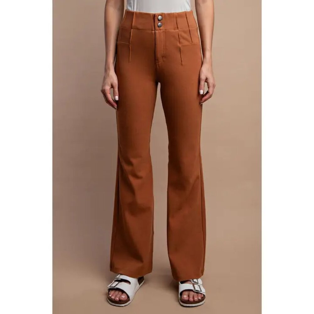 RAE MODE COTTON STRETCH TWILL DOUBLE BUTTON UP FLARED PANTS NWT - Picture 2 of 4